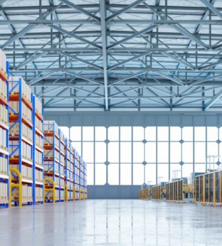 Interior of warehouse in logistic center. Interior of warehouse in logistic center,3d rendering